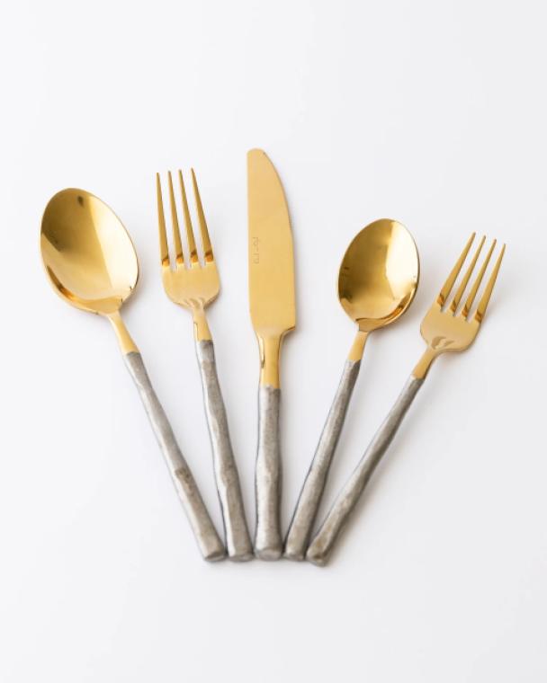 gold and silver cutlery set image 1